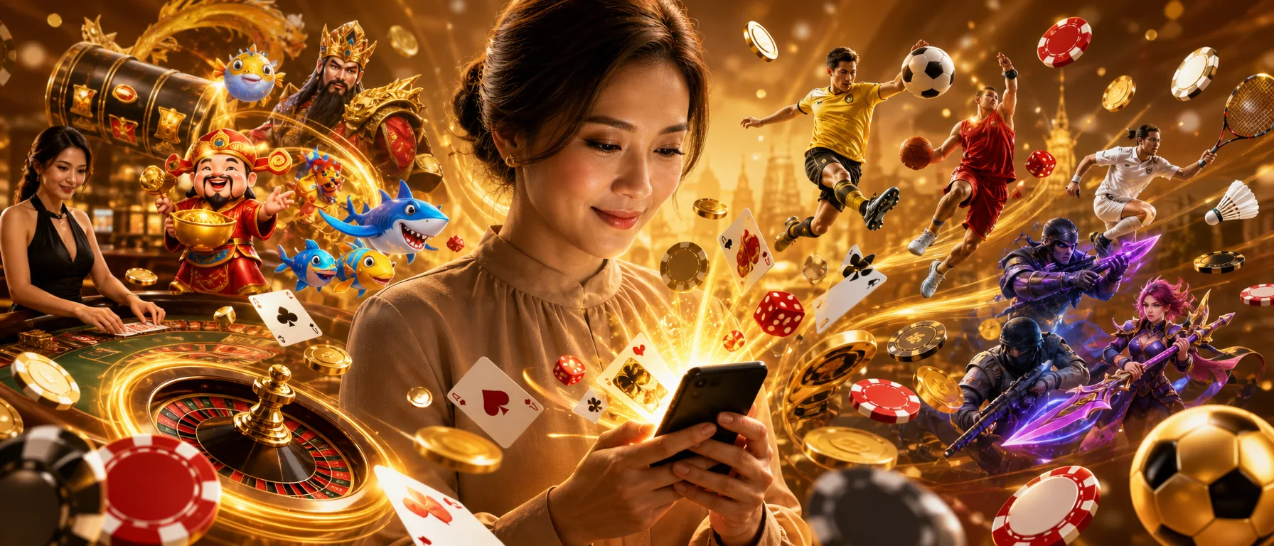 One platform, everything you actually want to play. Slots, live casino, fishing games, sports betting, espo… – mobile play gold illustration